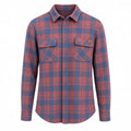 Flannel shirt in red and blue plaid, buttoned front